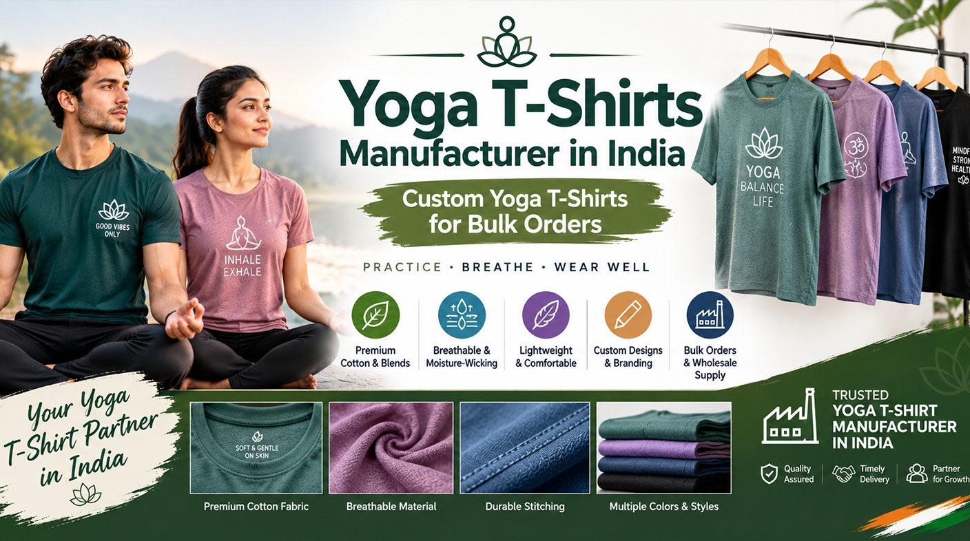 Yoga T-Shirts Manufacturer in India – Custom Yoga T-Shirts for Bulk Orders
